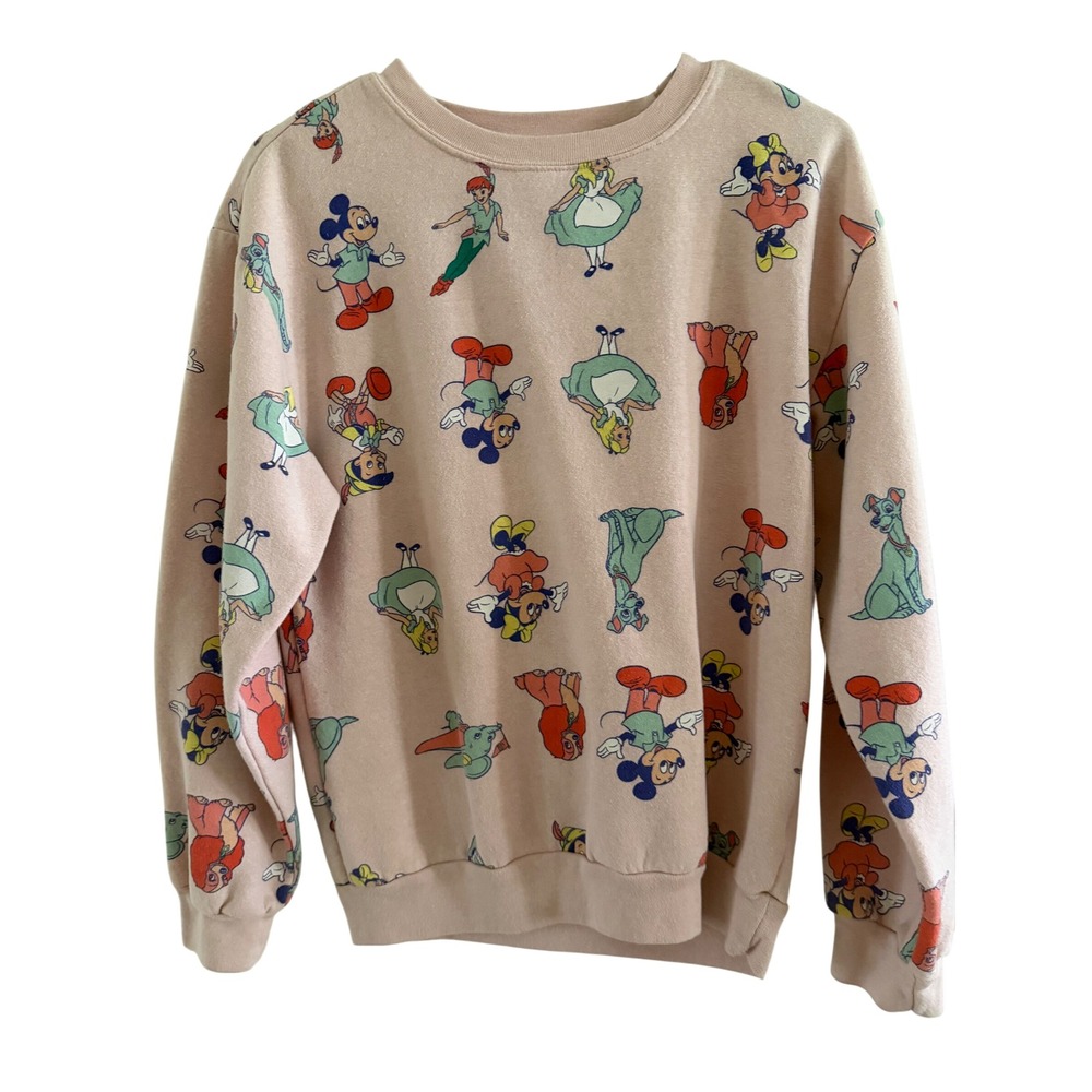 Disney 100 Anniversary All Over Print Character Sweatshirt light pink Small